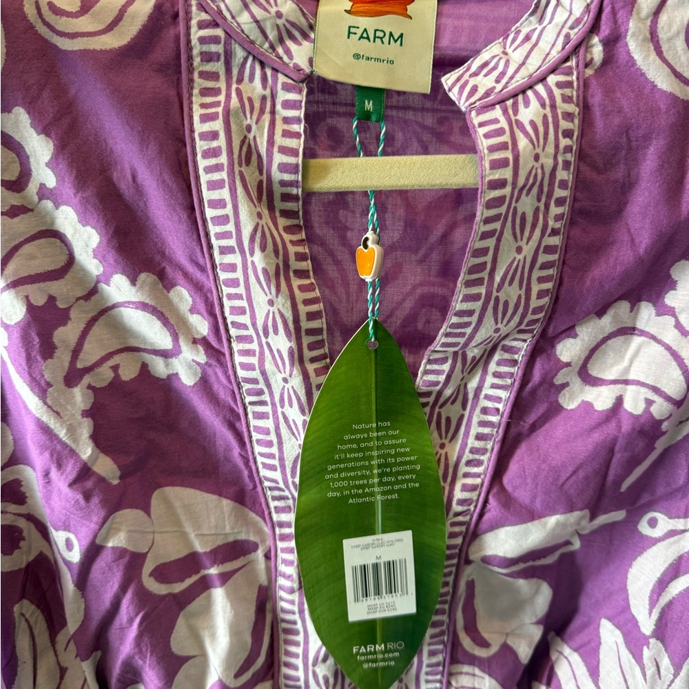 FARM Rio NWT Sweet Garden Lilac Mini Dress, size M